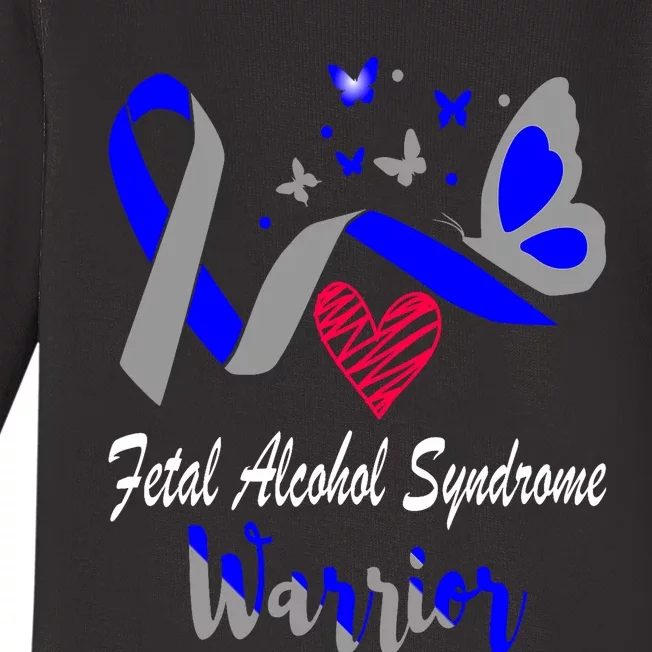 Fetal Alcohol Syndrome Warrior Butterfly Support Baby Long Sleeve Bodysuit