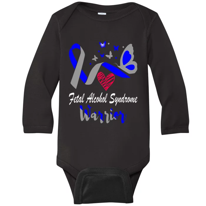 Fetal Alcohol Syndrome Warrior Butterfly Support Baby Long Sleeve Bodysuit