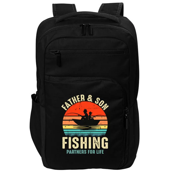 Father And Son Fishing Partner For Life Retro Matching Dad Impact Tech Backpack