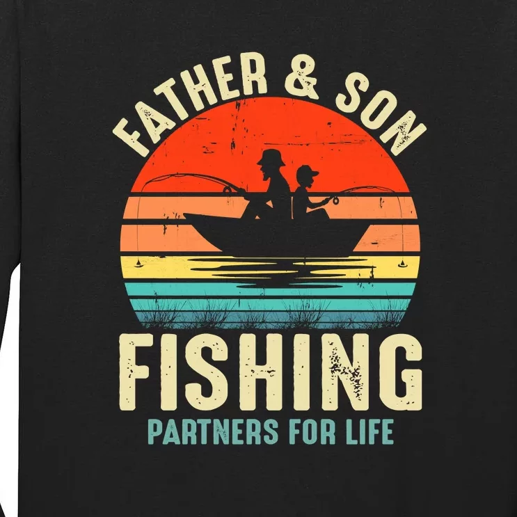 Father And Son Fishing Partner For Life Retro Matching Dad Tall Long Sleeve T-Shirt