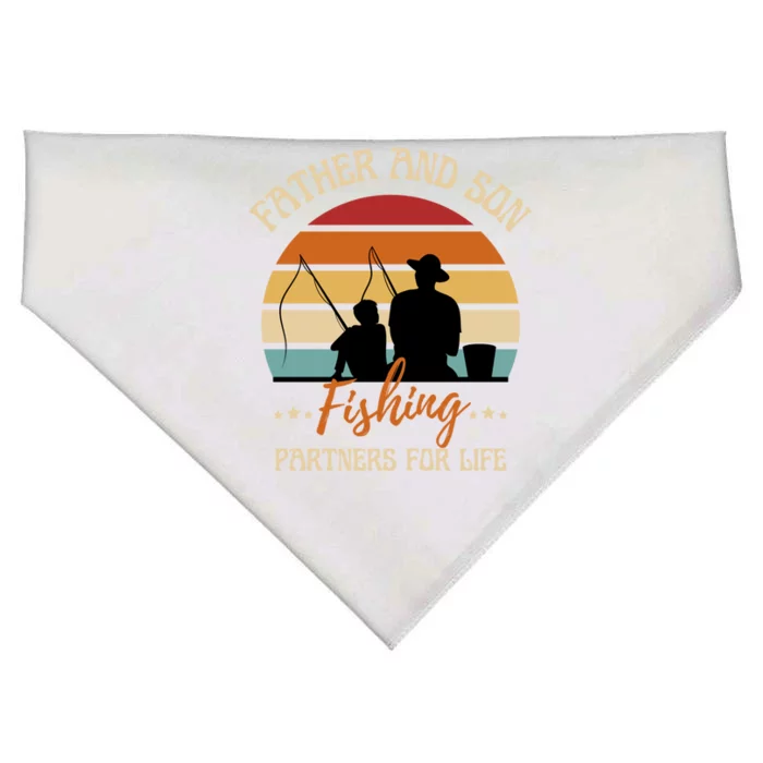 Father And Son Fishing Partners For Life Vintage Dad Matching Funny Gift USA-Made Doggie Bandana