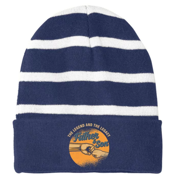 Father And Son The Legend And The Legacy Fathers Day Striped Beanie with Solid Band