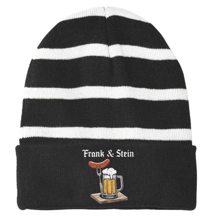 Frank And Stein German Beer Drinking Oktoberfest Striped Beanie with Solid Band