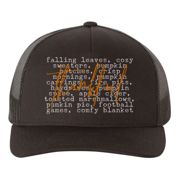 Fall Autumn Season Thankful Quote Yupoong Adult 5-Panel Trucker Hat