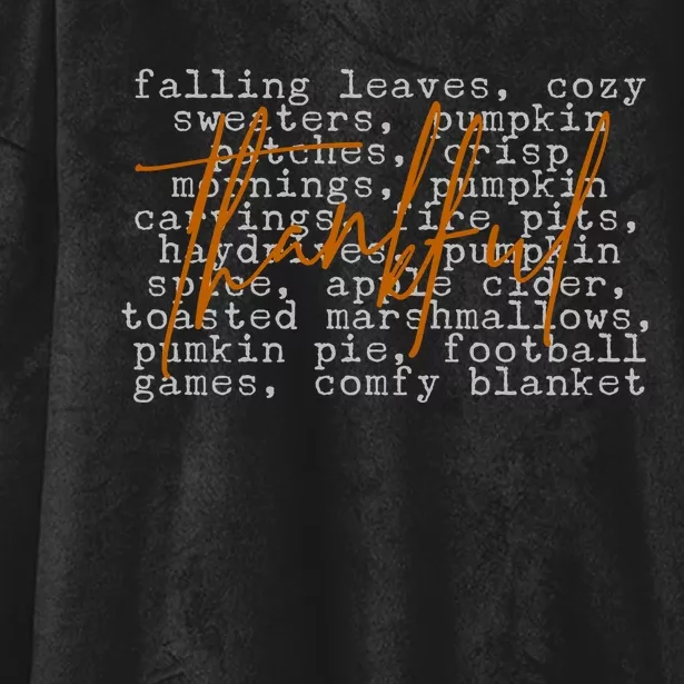 Fall Autumn Season Thankful Quote Hooded Wearable Blanket