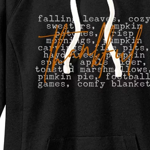 Fall Autumn Season Thankful Quote Women's Fleece Hoodie