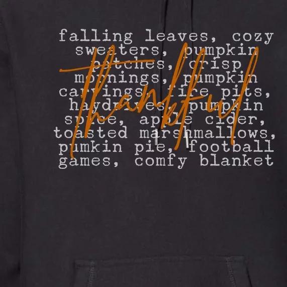 Fall Autumn Season Thankful Quote Premium Hoodie