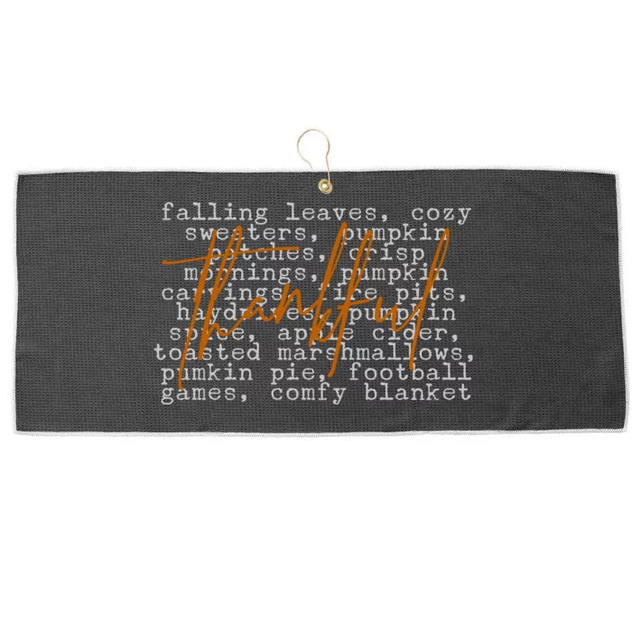 Fall Autumn Season Thankful Quote Large Microfiber Waffle Golf Towel