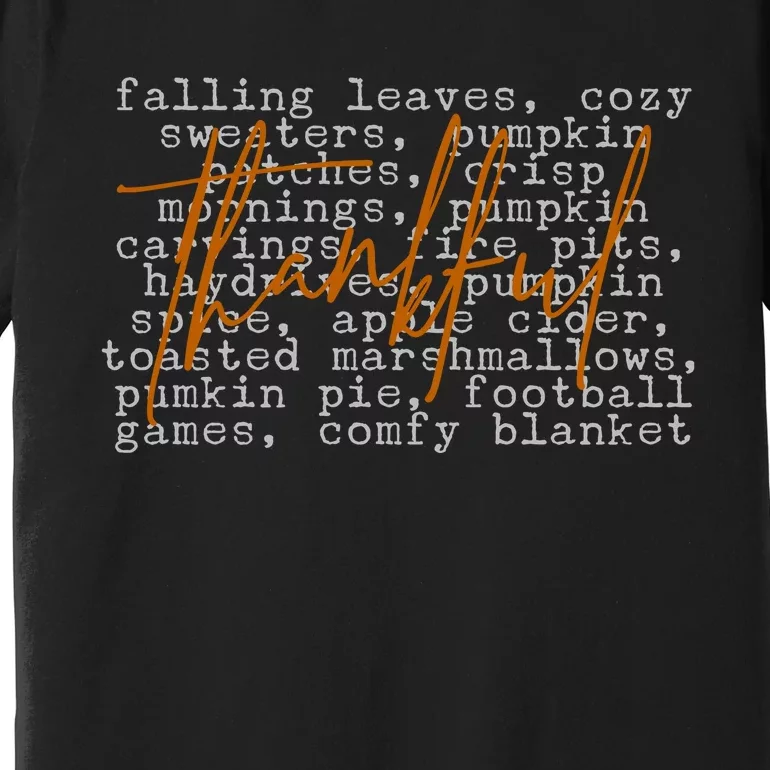 Fall Autumn Season Thankful Quote Premium T-Shirt