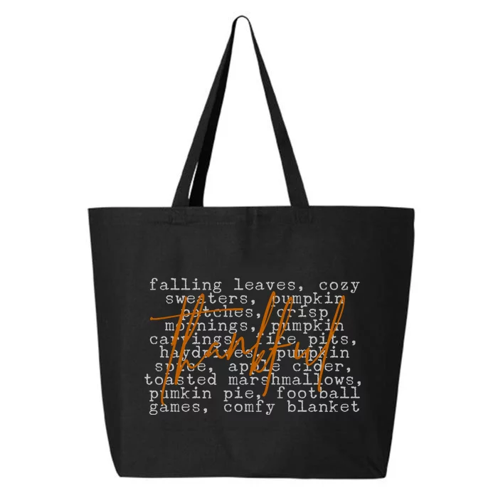 Fall Autumn Season Thankful Quote 25L Jumbo Tote