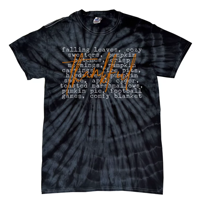 Fall Autumn Season Thankful Quote Tie-Dye T-Shirt