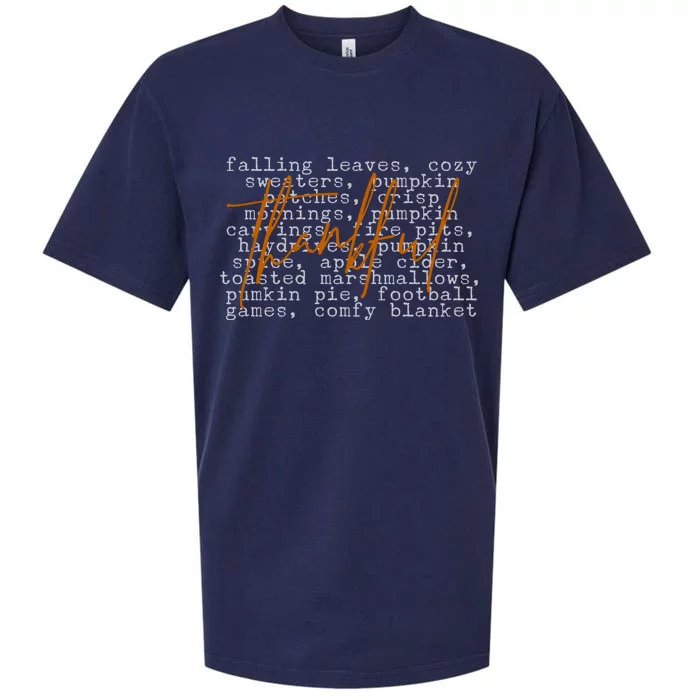 Fall Autumn Season Thankful Quote Sueded Cloud Jersey T-Shirt