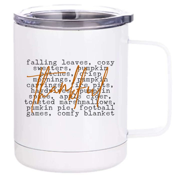 Fall Autumn Season Thankful Quote Front & Back 12oz Stainless Steel Tumbler Cup