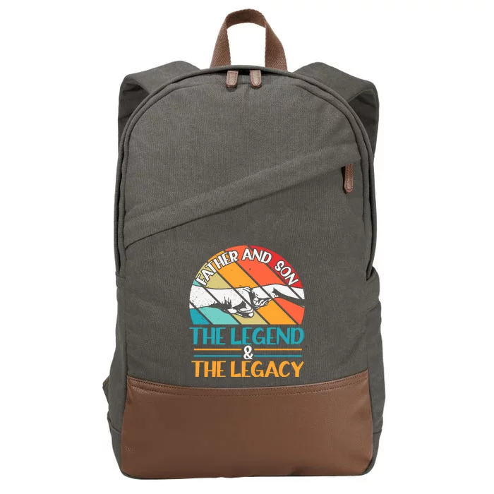 Father And Son The Legend The Legacy Retro Vintage Cotton Canvas Backpack