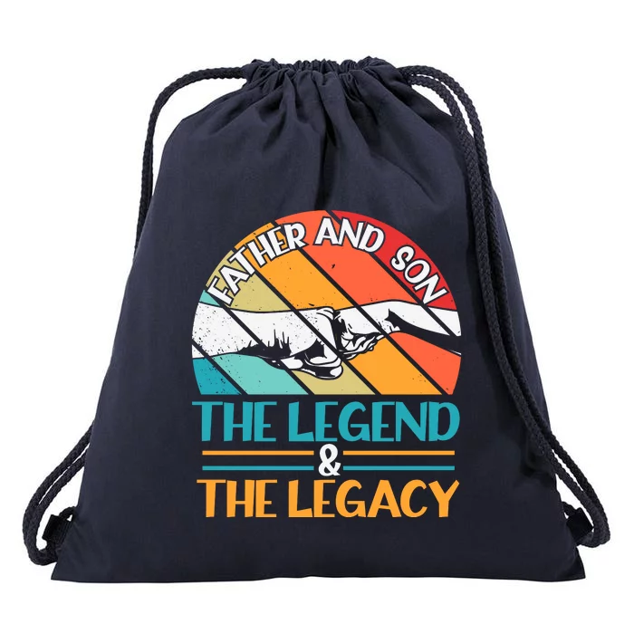 Father And Son The Legend The Legacy Retro Vintage Drawstring Bag