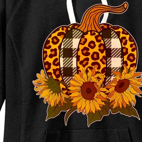 Fashion Autumn Leopard Buffalo Plaid Pumpkin Women's Fleece Hoodie