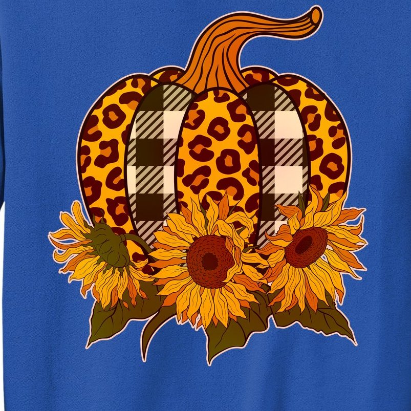 Fashion Autumn Leopard Buffalo Plaid Pumpkin Sweatshirt