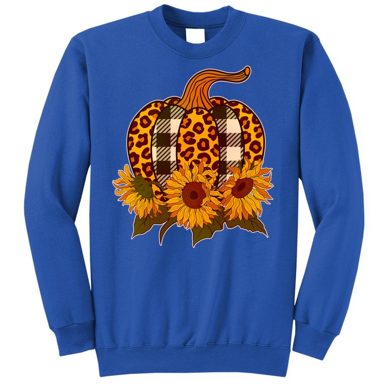 Fashion Autumn Leopard Buffalo Plaid Pumpkin Sweatshirt
