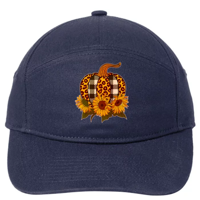 Fashion Autumn Leopard Buffalo Plaid Pumpkin 7-Panel Snapback Hat