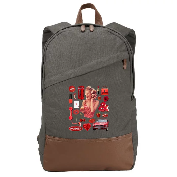 Fashion Red Girl Cotton Canvas Backpack