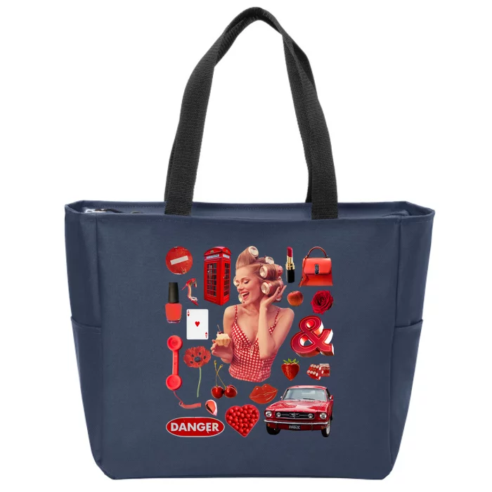 Fashion Red Girl Zip Tote Bag