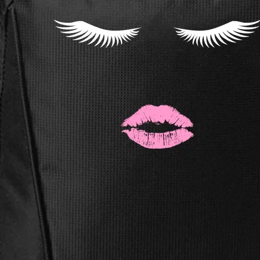 Fashion Style Eyelash Lips Lashes Pink Lipstick City Backpack