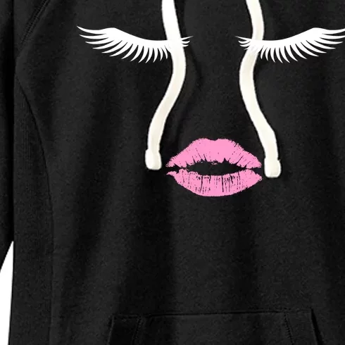 Fashion Style Eyelash Lips Lashes Pink Lipstick Women's Fleece Hoodie