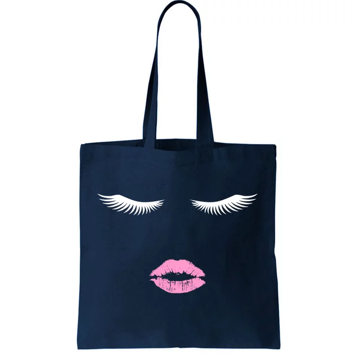 Fashion Style Eyelash Lips Lashes Pink Lipstick Tote Bag