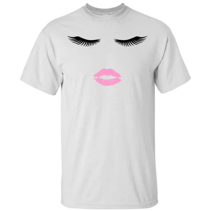 Fashion Style Eyelash Lips Lashes Pink Lipstick Tall T-Shirt