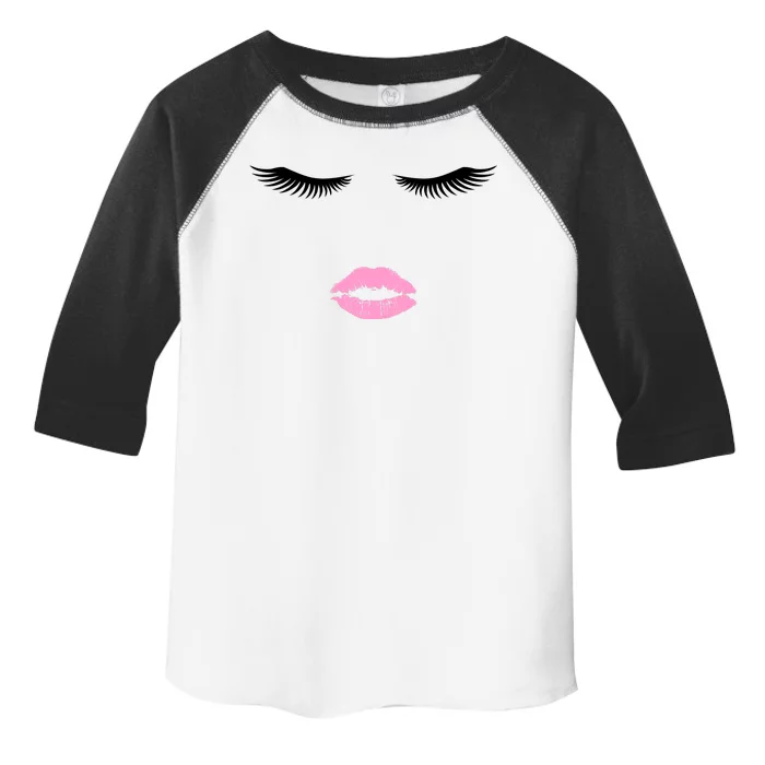 Fashion Style Eyelash Lips Lashes Pink Lipstick Toddler Fine Jersey T-Shirt