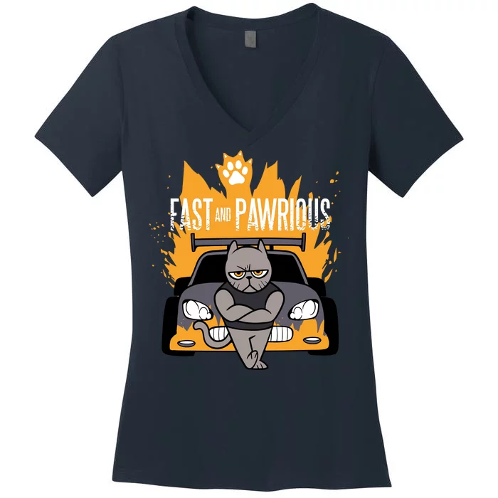 Fast And Pawrious Women's V-Neck T-Shirt