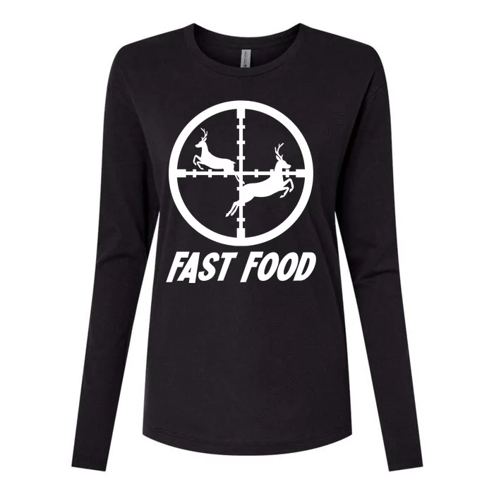 Fast Food Hunting Deer Womens Cotton Relaxed Long Sleeve T-Shirt