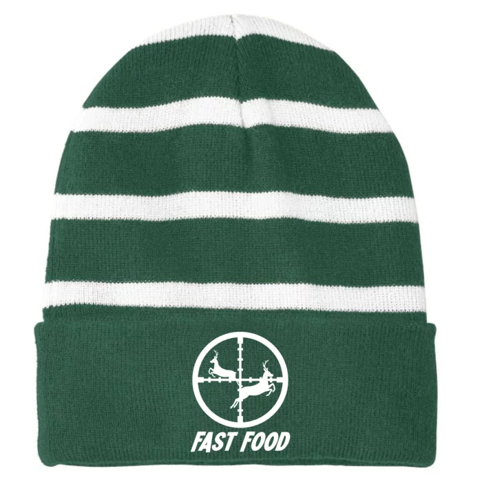 Fast Food Hunting Deer Striped Beanie with Solid Band