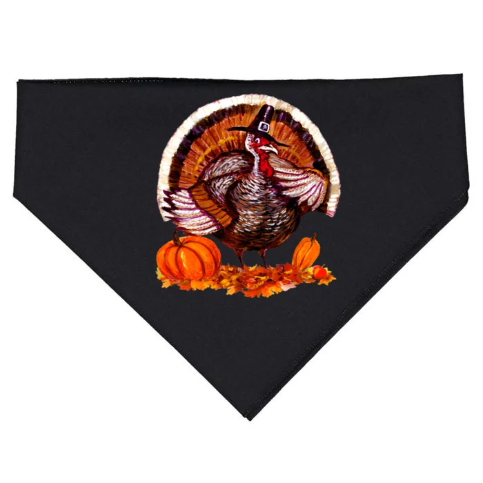 Fat Turkey Pumpkin Scene USA-Made Doggie Bandana