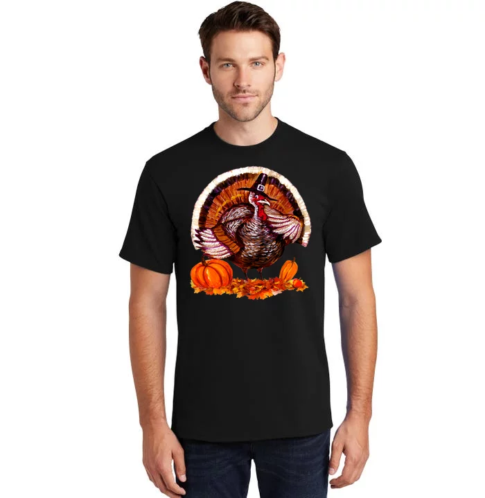 Fat Turkey Pumpkin Scene Tall T-Shirt