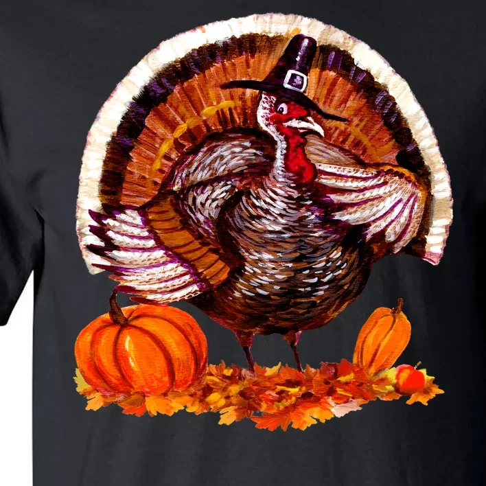 Fat Turkey Pumpkin Scene Tall T-Shirt