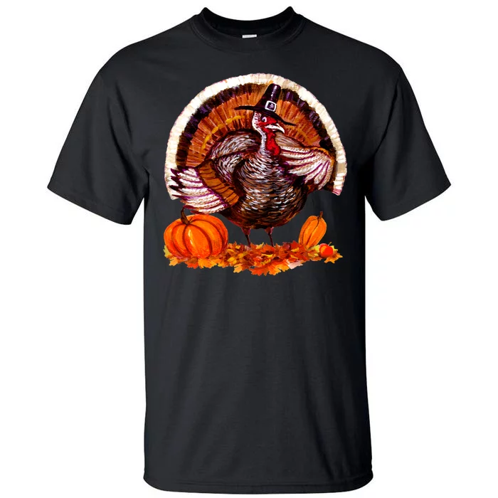 Fat Turkey Pumpkin Scene Tall T-Shirt