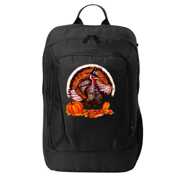 Fat Turkey Pumpkin Scene City Backpack