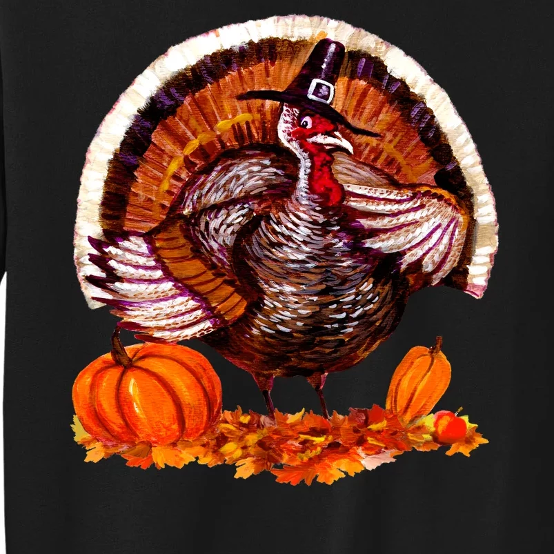 Fat Turkey Pumpkin Scene Tall Sweatshirt