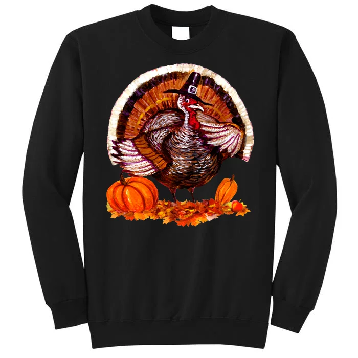 Fat Turkey Pumpkin Scene Tall Sweatshirt