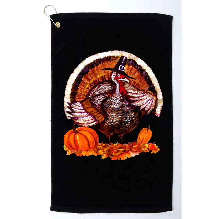 Fat Turkey Pumpkin Scene Platinum Collection Golf Towel