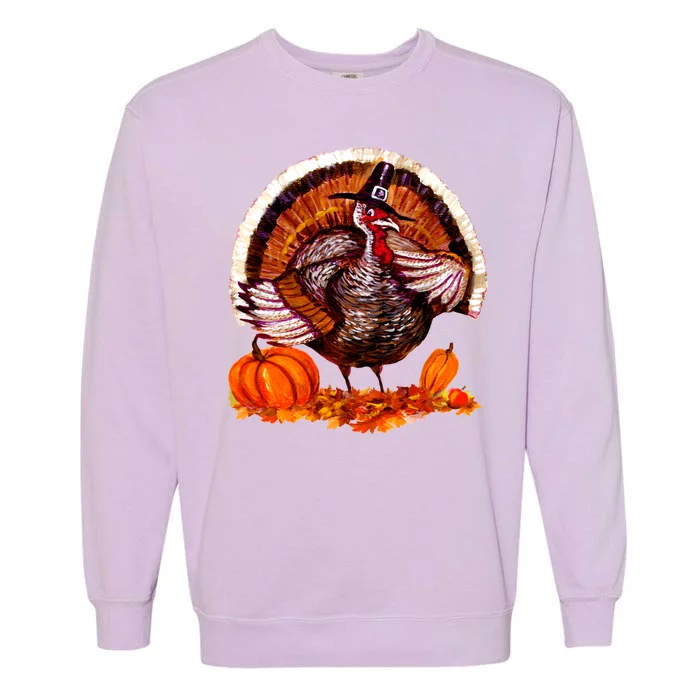 Fat Turkey Pumpkin Scene Garment-Dyed Sweatshirt