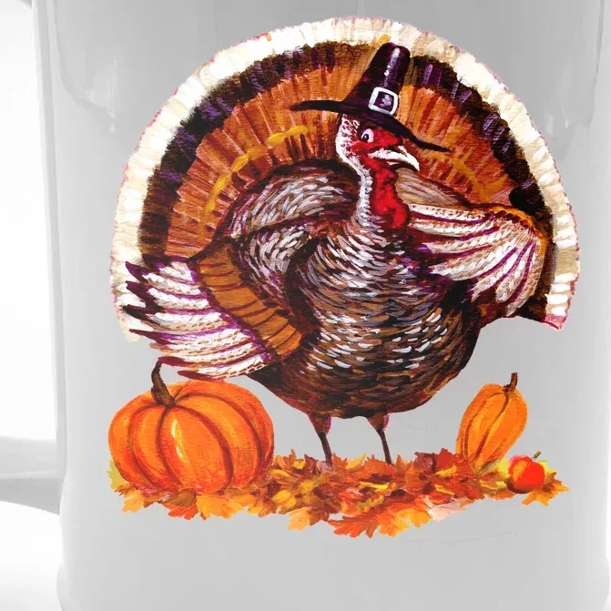 Fat Turkey Pumpkin Scene Front & Back Beer Stein