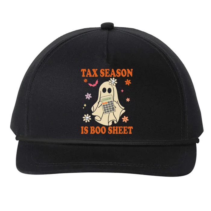 Funny Accountant Tax Season Is Boo Sheet CPA Halloween Ghost Snapback Five-Panel Rope Hat