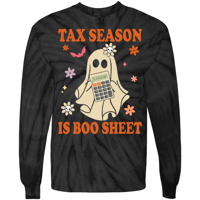 Funny Accountant Tax Season Is Boo Sheet CPA Halloween Ghost Tie-Dye Long Sleeve Shirt