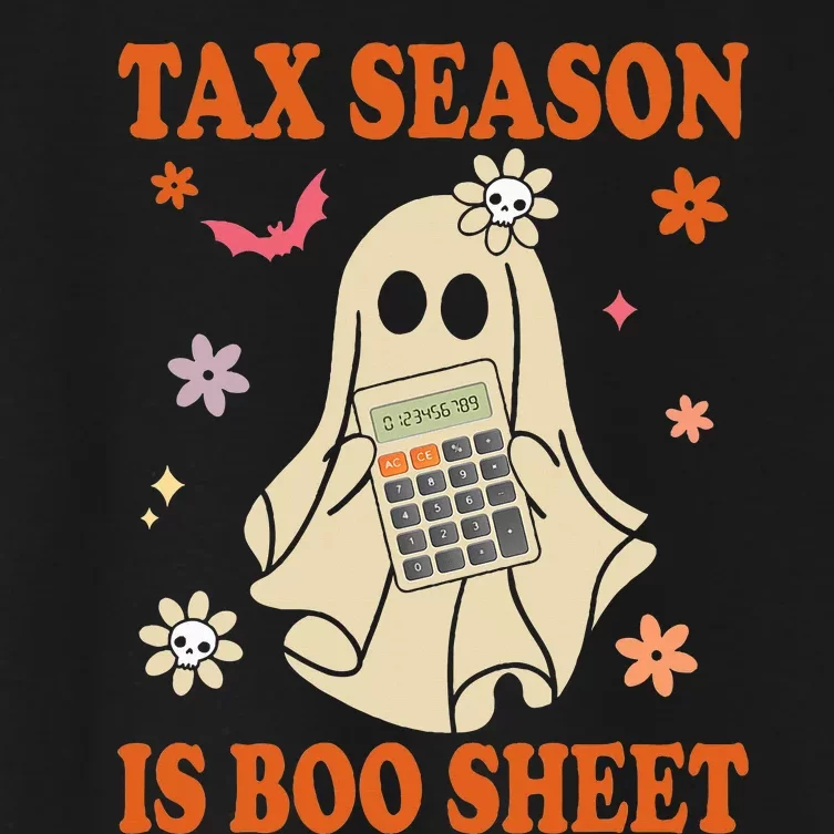 Funny Accountant Tax Season Is Boo Sheet CPA Halloween Ghost Women's Crop Top Tee