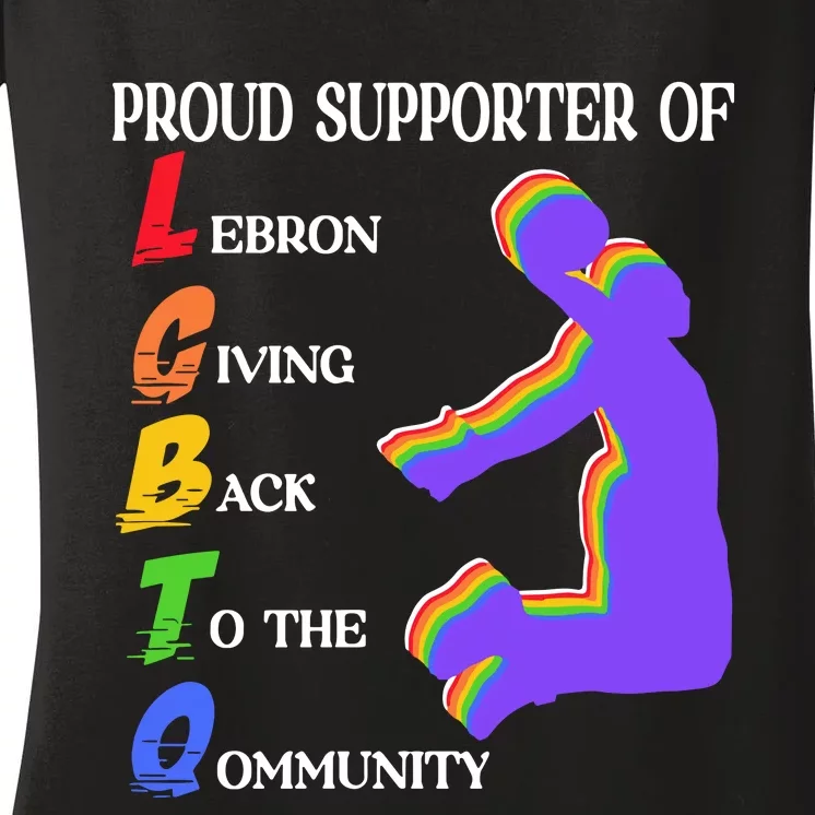 Funny Ahh Tees Proud Supporter Of Lebron Giving Back To The Qommunity Women's V-Neck T-Shirt