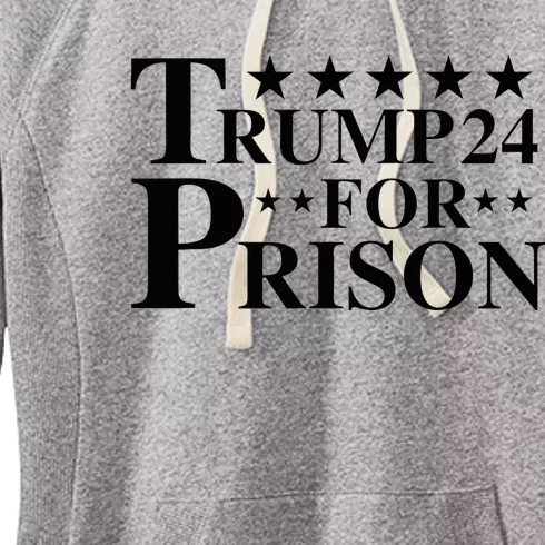 Funny Anti Trump For Prison 2024 Black Font Women's Fleece Hoodie