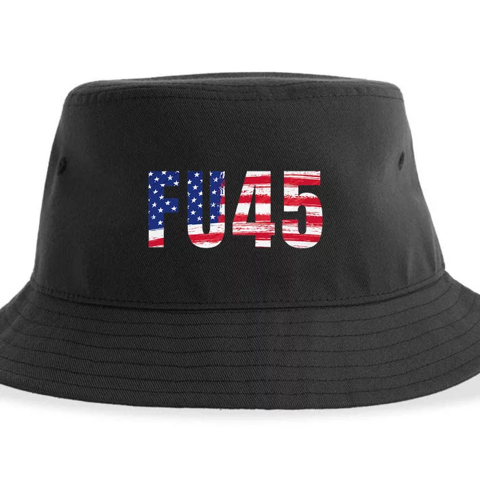 Fu45 Anti Trump Very Patriotic Funny American Flag Sarcastic Sustainable Bucket Hat