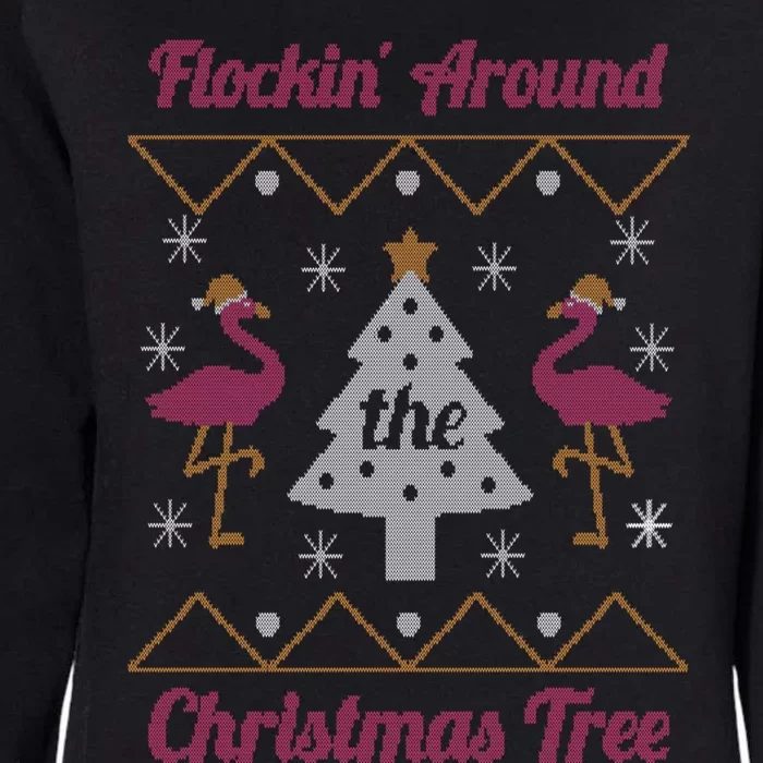 Flockin Around The Christmas Tree Flamingo Ugly Christmas Cool Gift Womens California Wash Sweatshirt